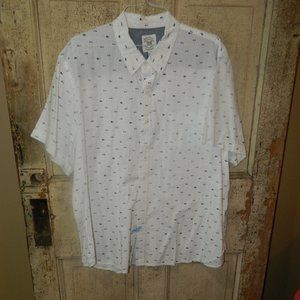 True Craft Mens Handcrafted White Fish Bones Short Sleeves Shirt Size XXL (G-1)